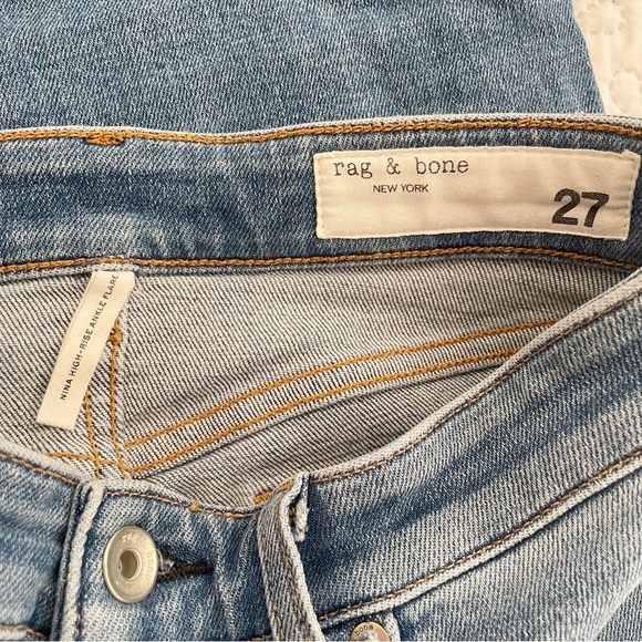 RAG & BONE Nina High Rise Ankle Flare Gravel Light Blue Jeans 27 - Picture 6 of 7